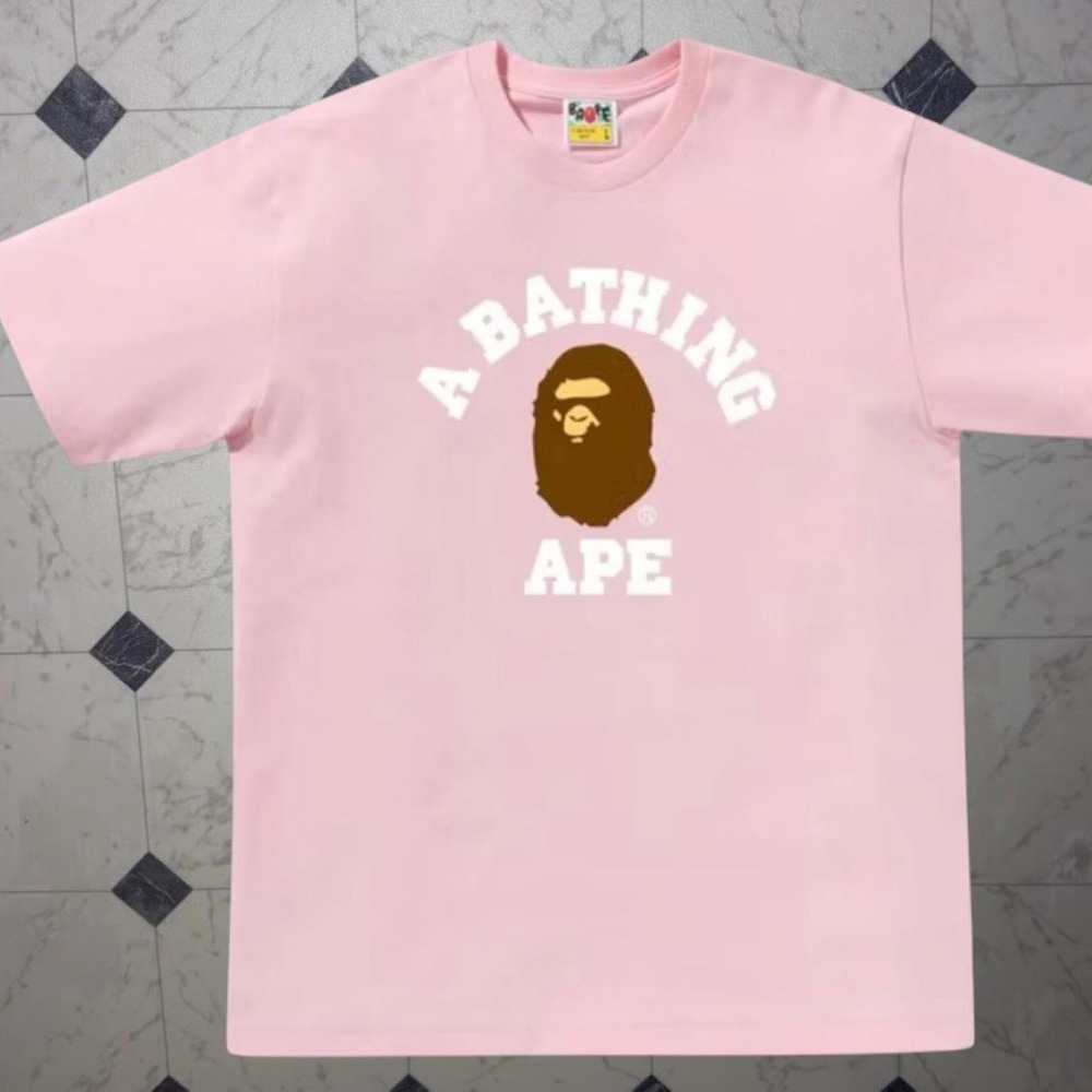 BAPE College Logo T-Shirt Size S Pink